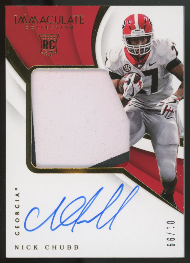 2018 Panini Immaculate Nick Chubb RC Patch Auto RPA /99 #110