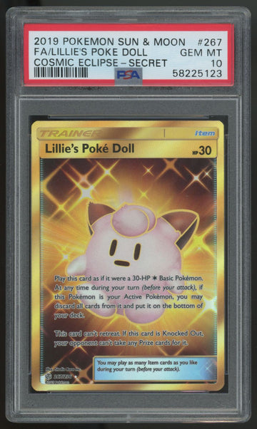 2019 Pokemon Lillie's Poke Doll Cosmic Eclipse Secret #267 PSA 10