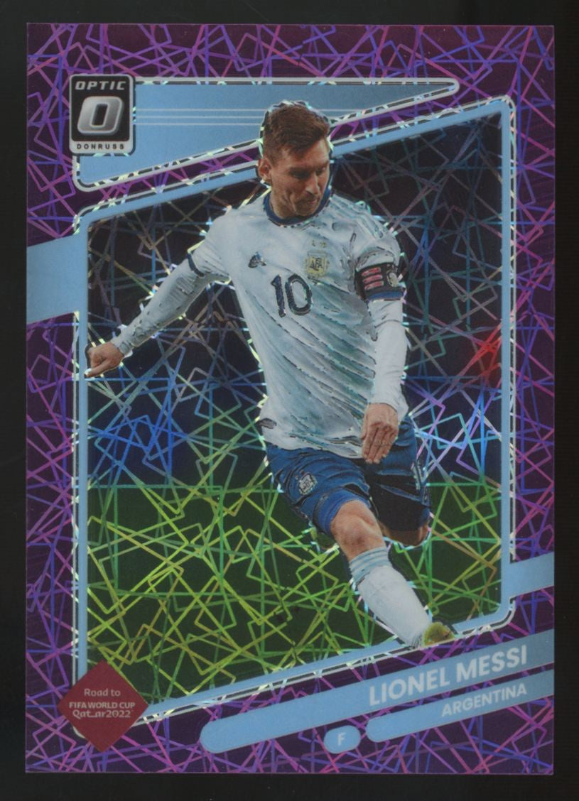 2021-22 Panini Donruss Optic Preview Lionel Messi Purple Laser Holo /99 #1