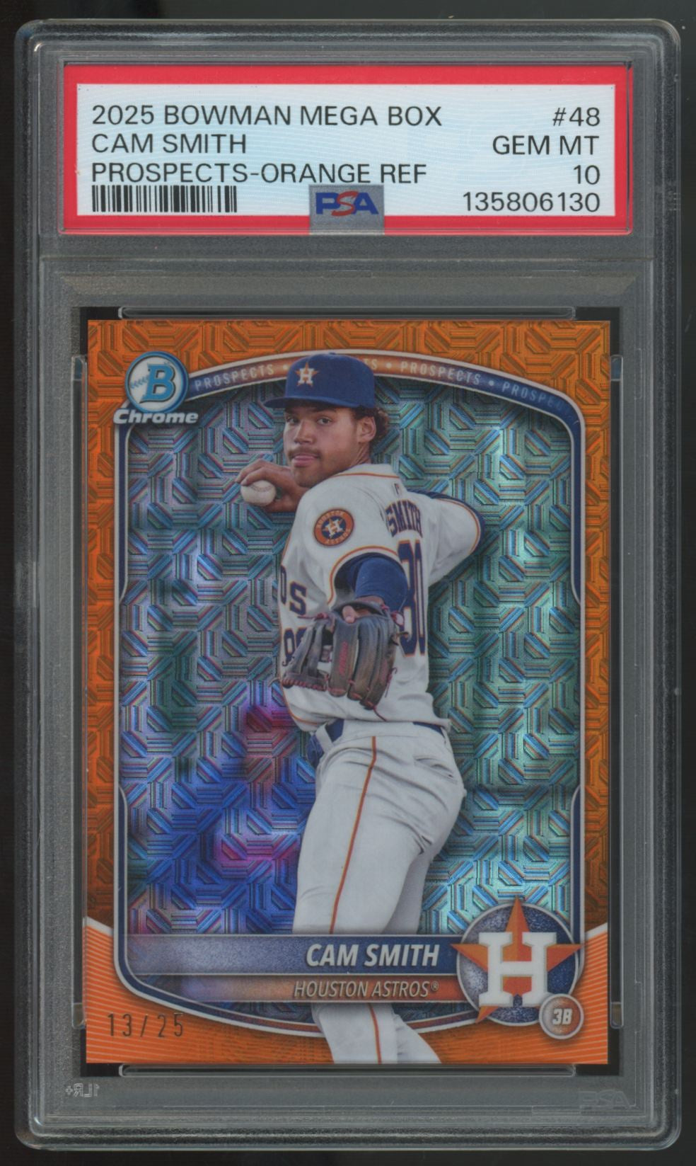 2025 Bowman Mega Cam Smith Prospect Orange Refractor /25 #BCP-48 PSA 10