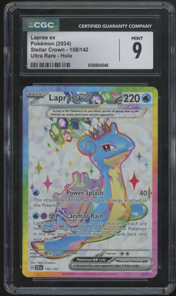 2024 Pokemon Lapras ex Stellar Crown Ultra Rare Holo #158 CGC 9