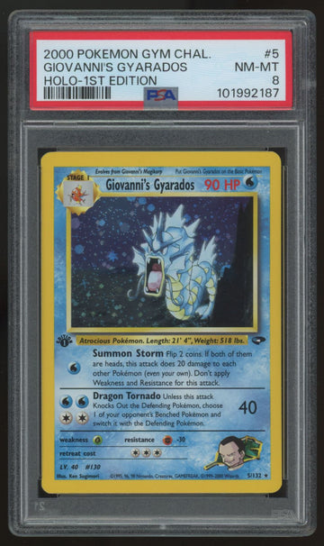 2000 Pokemon Giovanni's Gyarados Gym Challenge 1st Edition Holo #5 PSA 8