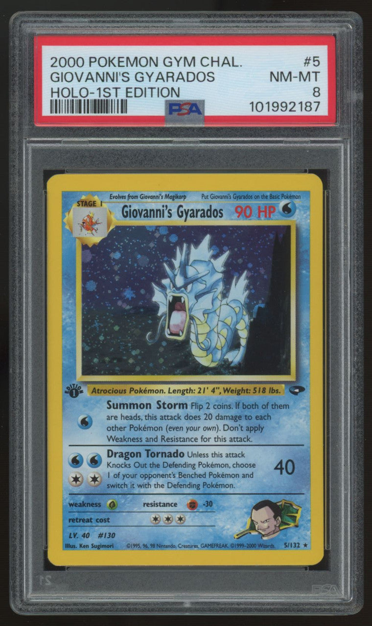 2000 Pokemon Giovanni's Gyarados Gym Challenge 1st Edition Holo #5 PSA 8