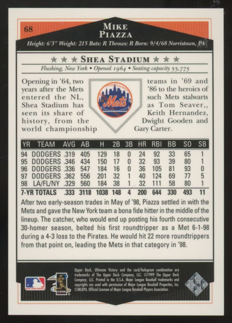 1999 Upper Deck Ultimate Victory Mike Piazza Ultimate Collection /100 #68
