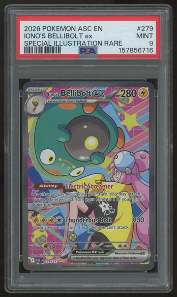 2026 Pokemon Iono's Bellibolt ex Ascended Heroes SIR #279 PSA 9