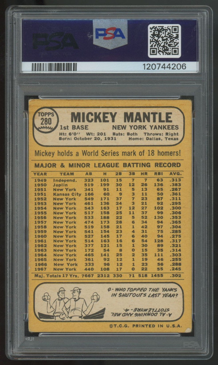 1968 Topps Mickey Mantle #280 PSA 2.5