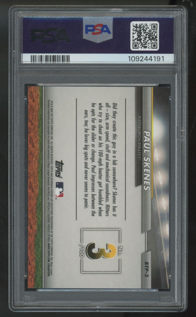 2024 Bowman Chrome Paul Skenes RC Top 100 Mini Diamond Refractor /150 PSA 9