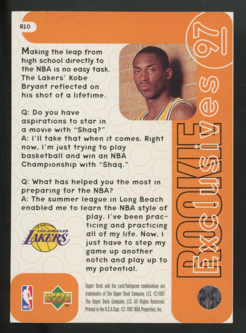 1996-97 Upper Deck Kobe Bryant RC Exclusives #R10