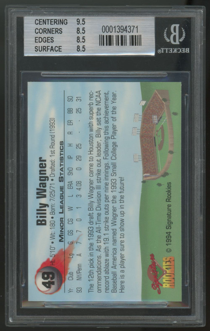 1994 Signature Rookies Billy Wagner RC Auto /8650 #49 BGS 8.5