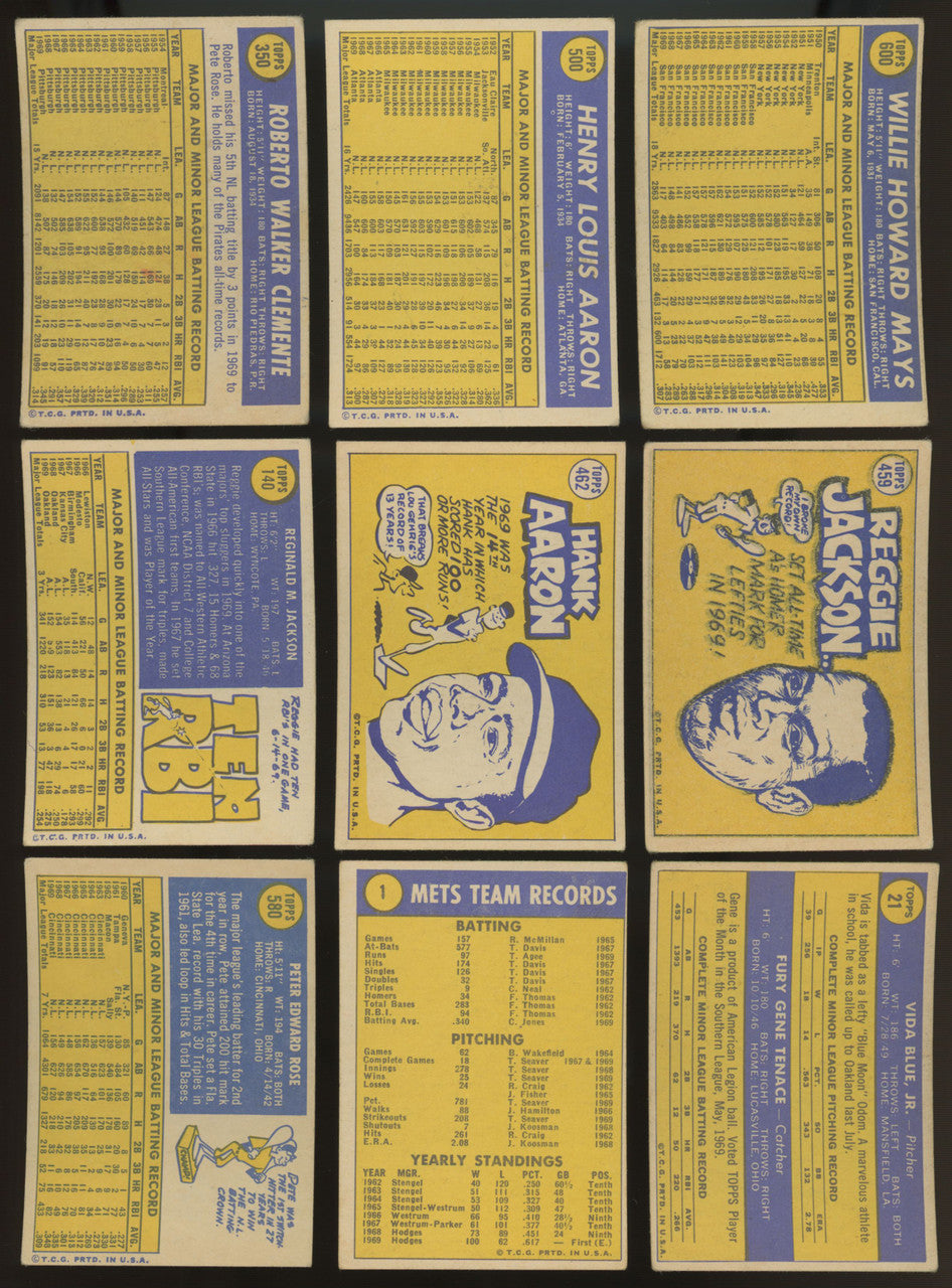 1970 Topps Baseball Near Complete Set (647/720) VG-EX