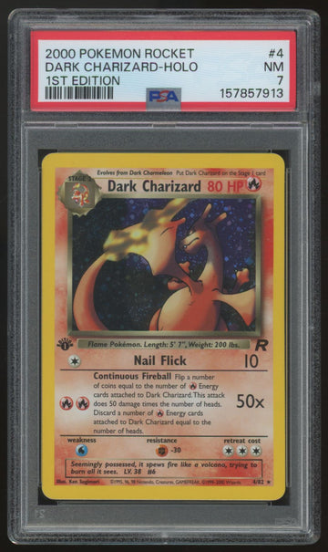 2000 Pokemon Dark Charizard Team Rocket 1st Edition Holo #4 PSA 7