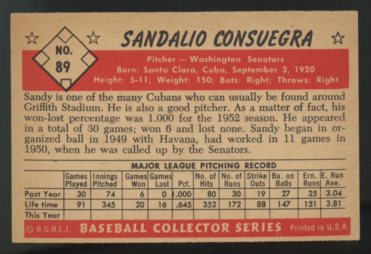 1953 Bowman Color Sandalio Consuegra #89 EX
