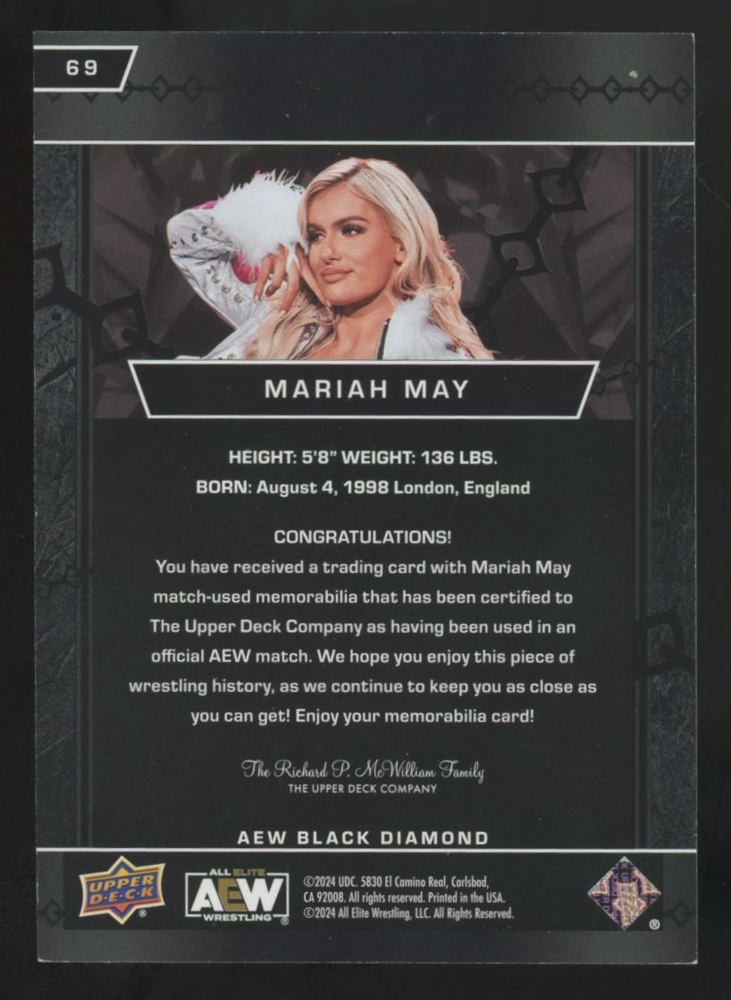 2024 Upper Deck AEW Black Diamond Mariah May Patch /25 #69