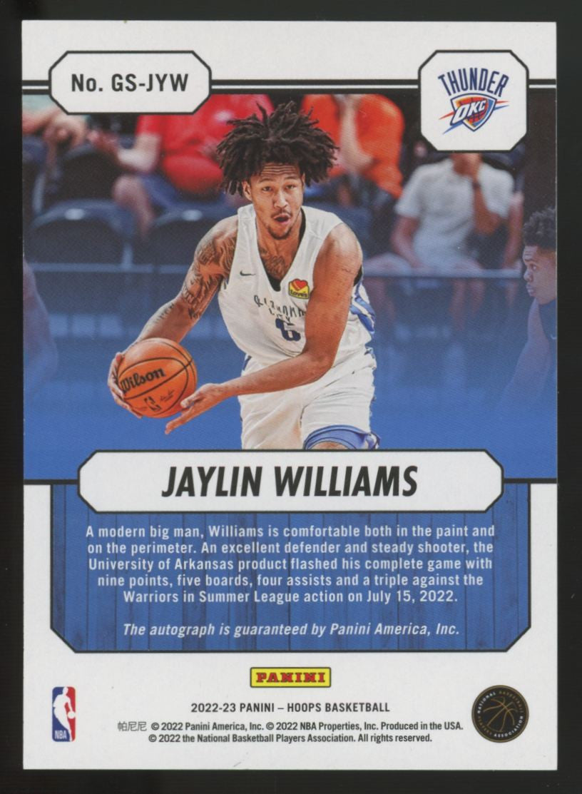 2022-23 Panini Hoops Jaylin Williams RC Great Significance Gold Auto /10 #GS-JYW