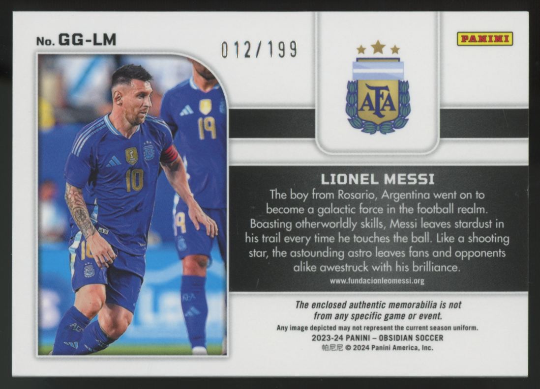 2023-24 Panini Obsidian Lionel Messi Galaxy Gear Patch /199 #GG-LM