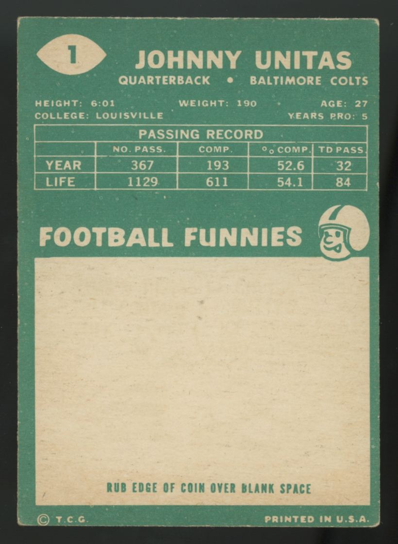 1960 Topps Johnny Unitas #1 VG/EX