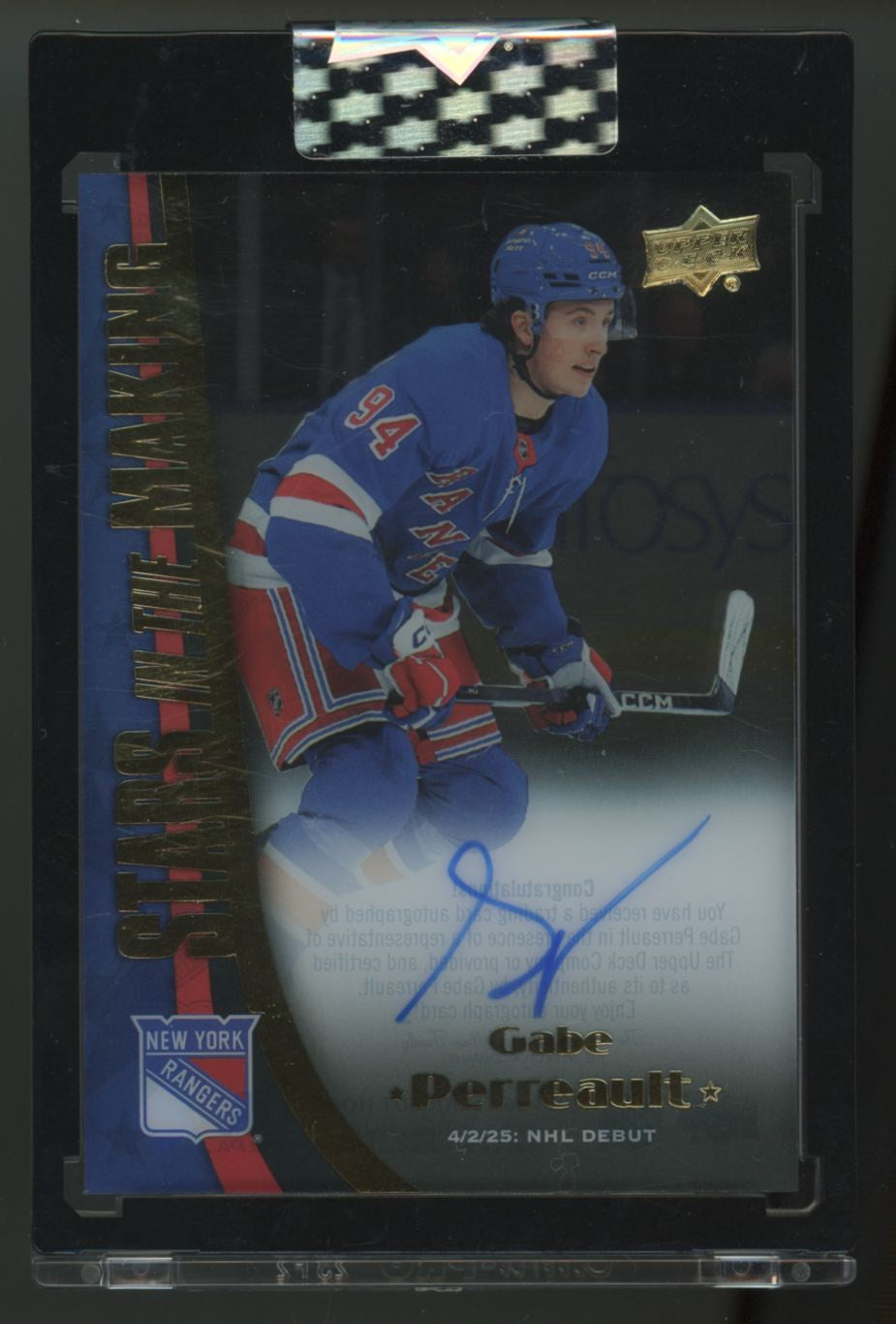 2025-26 Upper Deck Clear Cut Gabe Perreault RC Stars in the Making Auto #SMA-GP