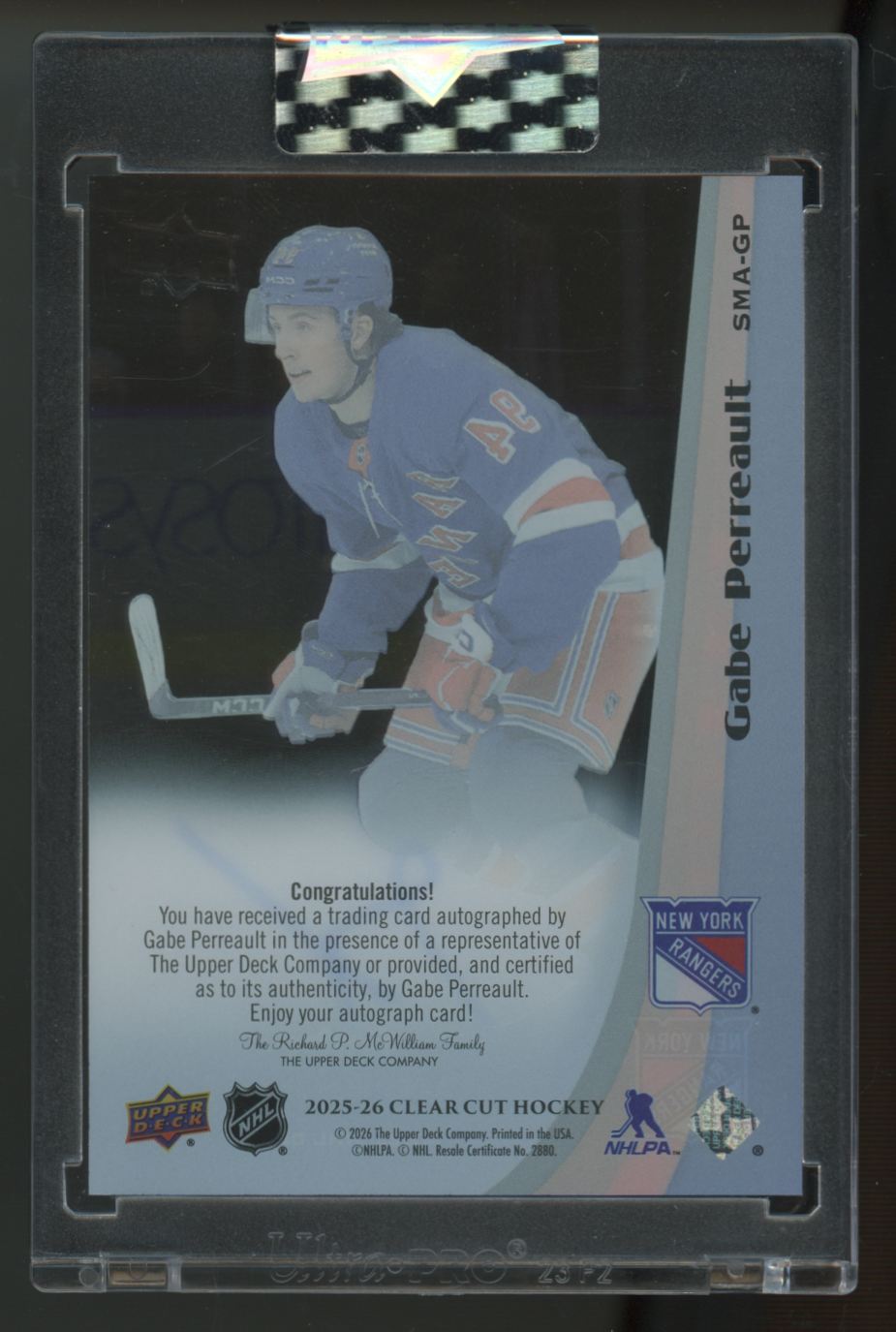 2025-26 Upper Deck Clear Cut Gabe Perreault RC Stars in the Making Auto #SMA-GP
