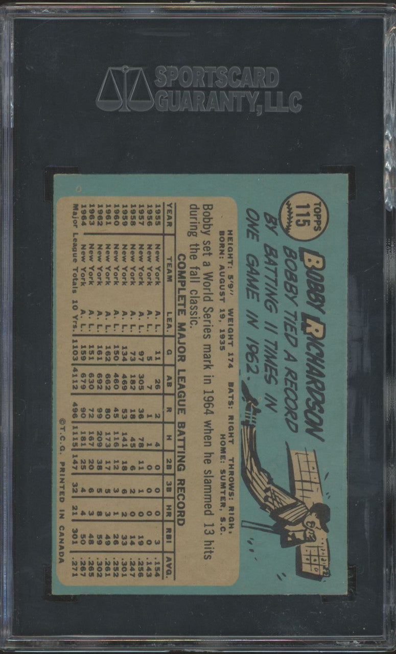 1965 O-Pee-Chee Bobby Richardson #115 SGC 5.5