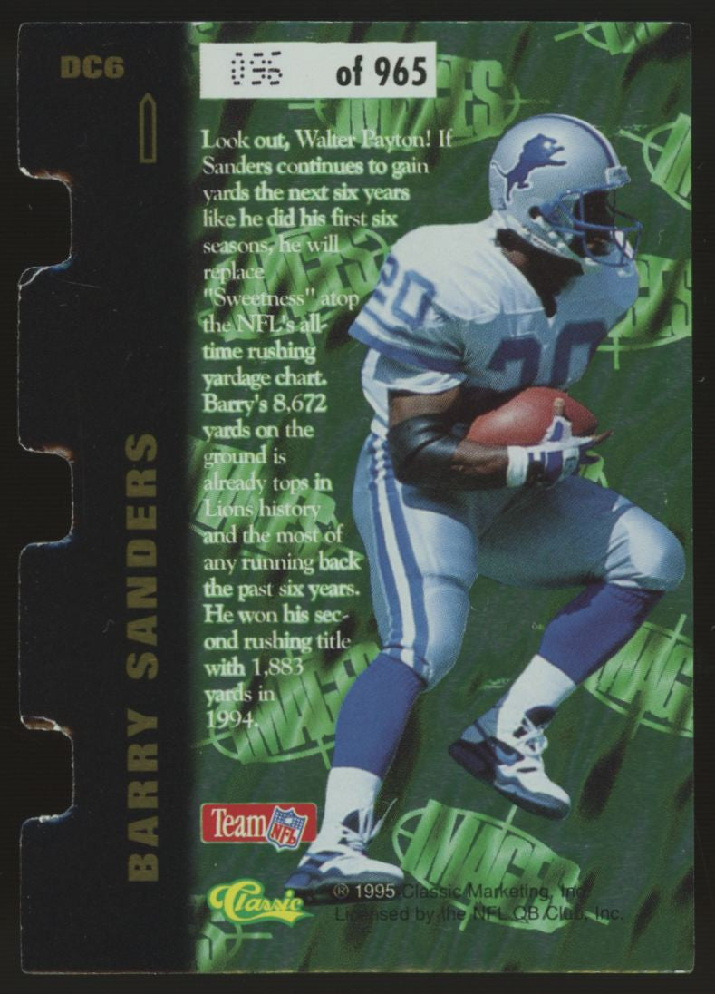 1995 Classic Images Barry Sanders Die Cut /965 #DC6