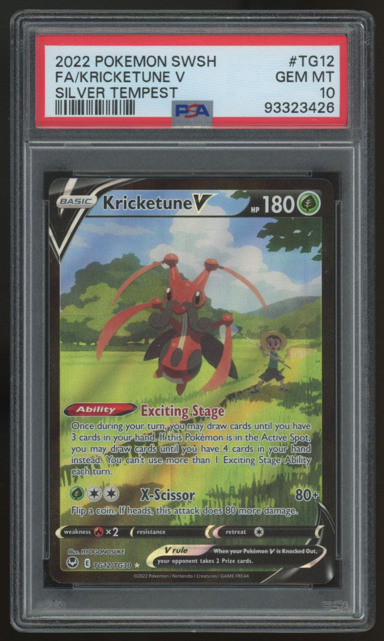2022 Pokemon Kricketune V Silver Tempest Full Art #TG12 PSA 10