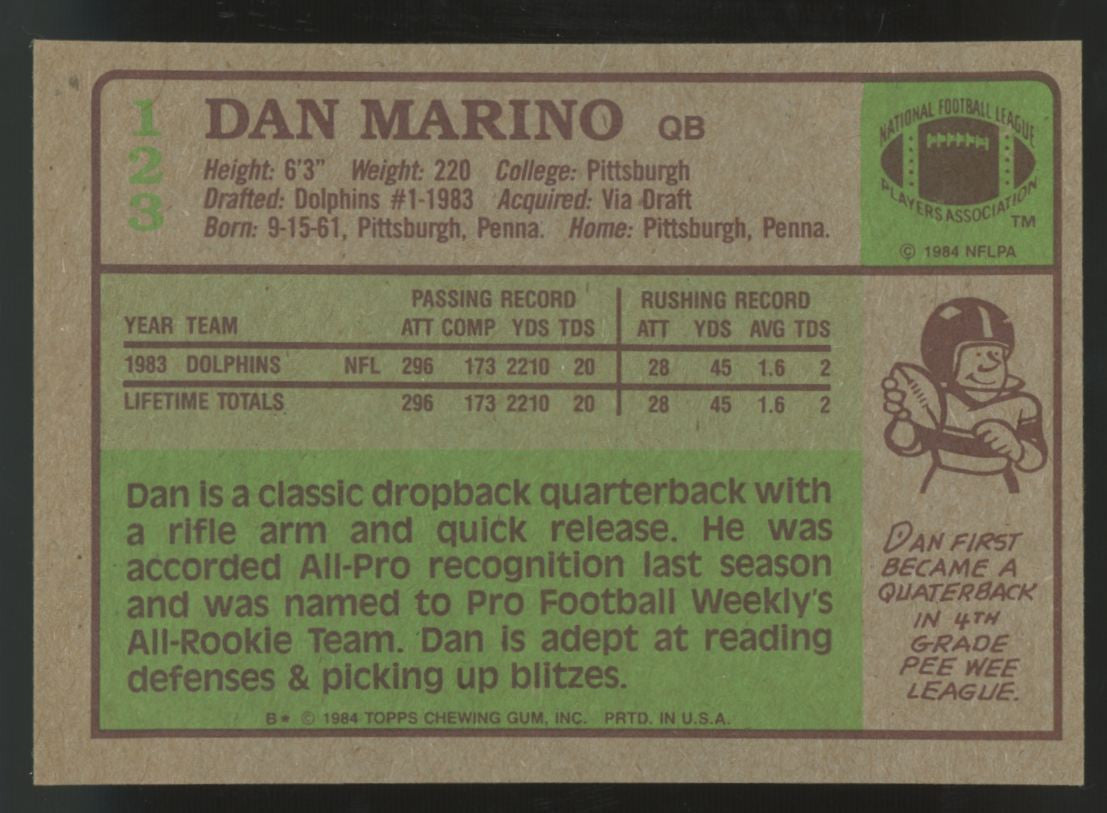 1984 Topps Dan Marino RC #123 EX/MT "C"