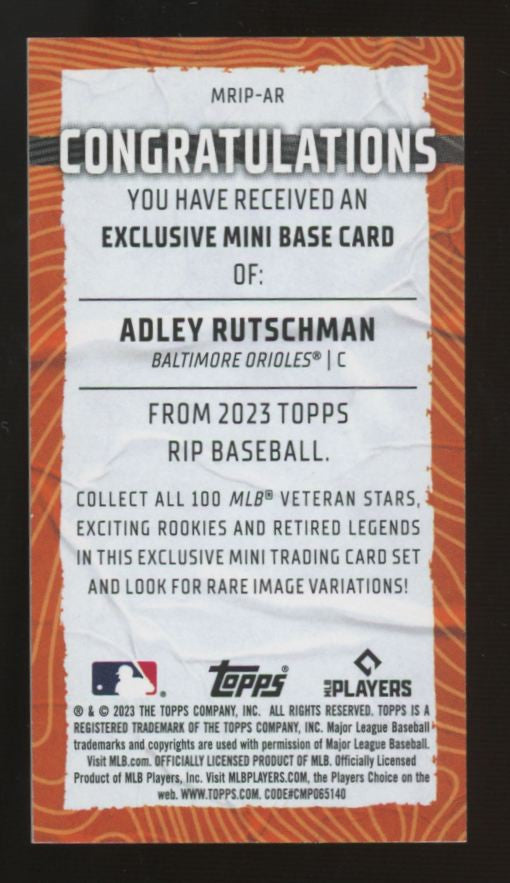 2023 Topps Rip Adley Rutschman RC Mini Chartreuse /45 #MRIP-AR