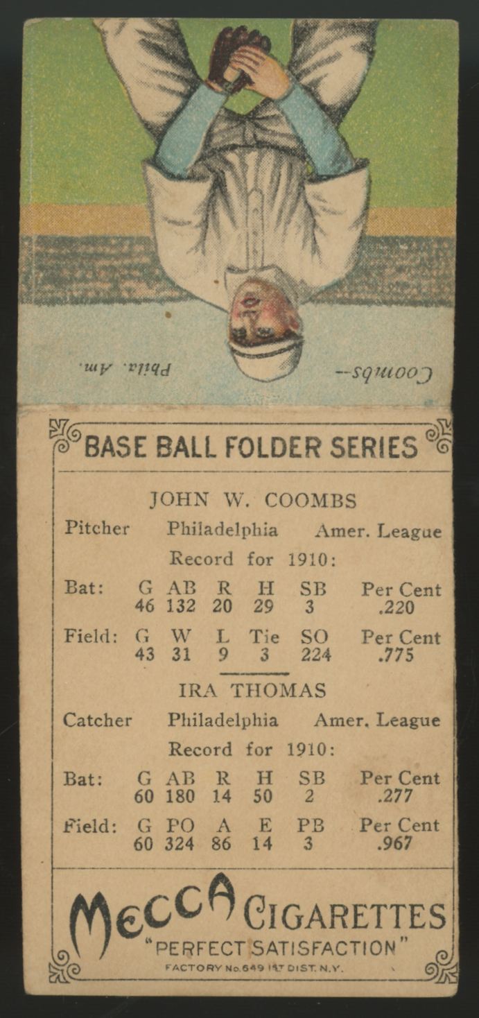 1911 T201 Mecca Double Folders Ira Thomas/Jack Coombs VG