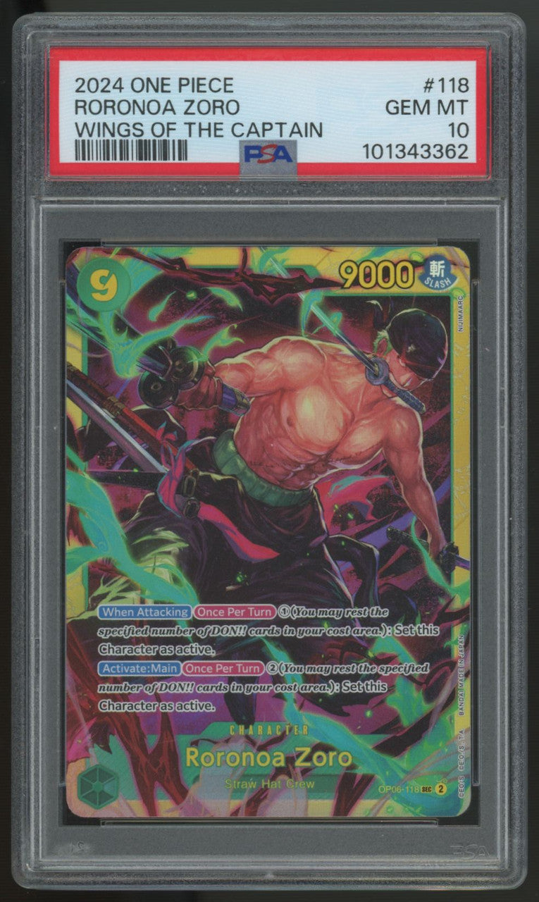 2024 One Piece Roronoa Zoro Wings of the Captain Secret #118 PSA 10