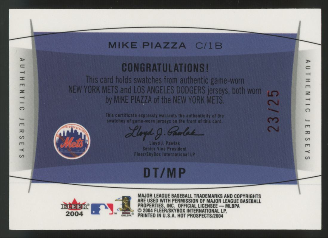2004 Fleer Mike Piazza Red Hot Prospects Double Team Patch /25 #DT/MP