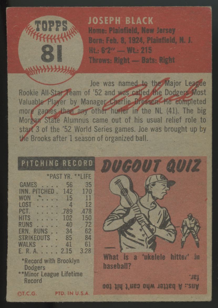 1953 Topps Joe Black #81 VG-EX