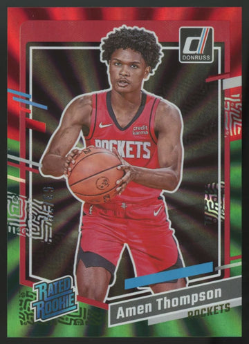 2023-24 Panini Donruss Amen Thompson Rated Rookie Red & Green Laser /75 #206