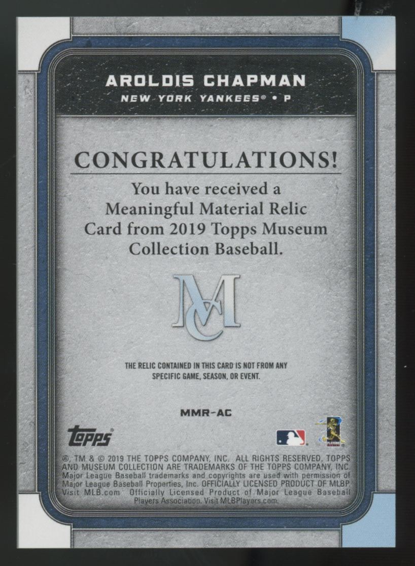 2019 Topps Museum Aroldis Chapman Gold Meaningful Materials Patch /25 #MMR-AC