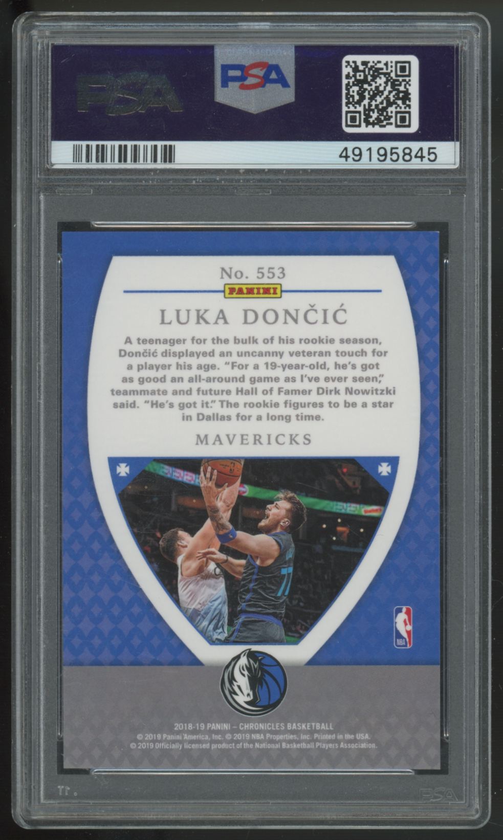 2018-19 Panini Chronicles Luka Doncic RC Crusade #553 PSA 9
