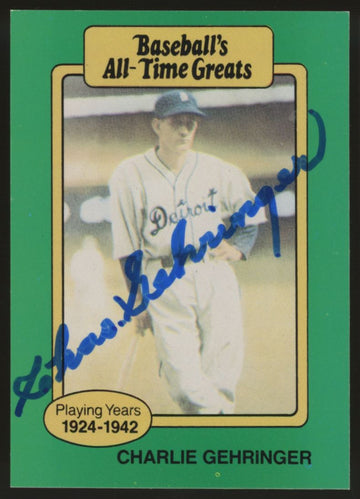 1987 Hygrade Charlie Gehringer Signed Autographed Card JSA
