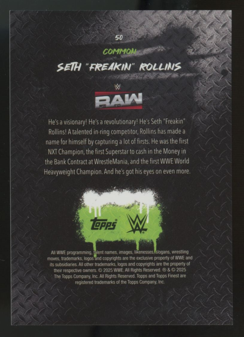 2025 Topps Finest WWE Seth "Freakin" Rollins Common Red/Black Vapor /25 #50