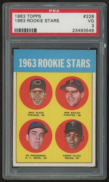 1963 Topps Alvis/Bailey/Kranepool/Oliva RC Rookie Stars #228 PSA 3