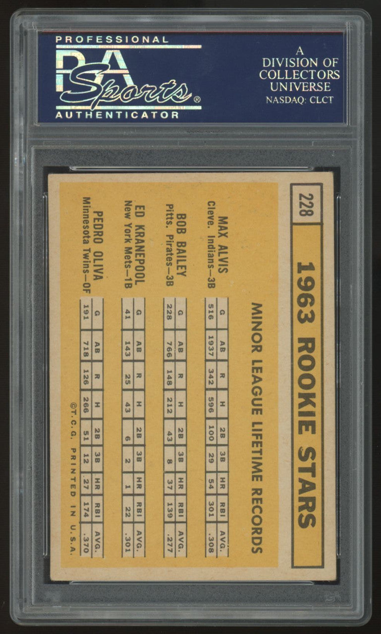 1963 Topps Alvis/Bailey/Kranepool/Oliva RC Rookie Stars #228 PSA 3