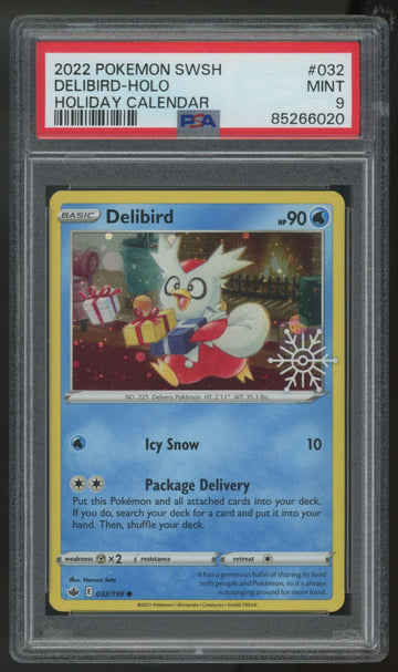 2022 Pokemon Delibird Holiday Calendar Holo #032 PSA 9