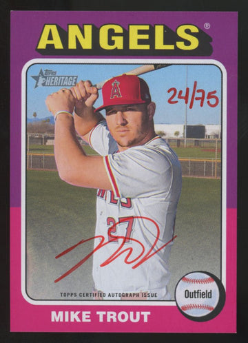 2024 Topps Heritage Mike Trout Red Ink Real One Auto /75 #ROA-MT