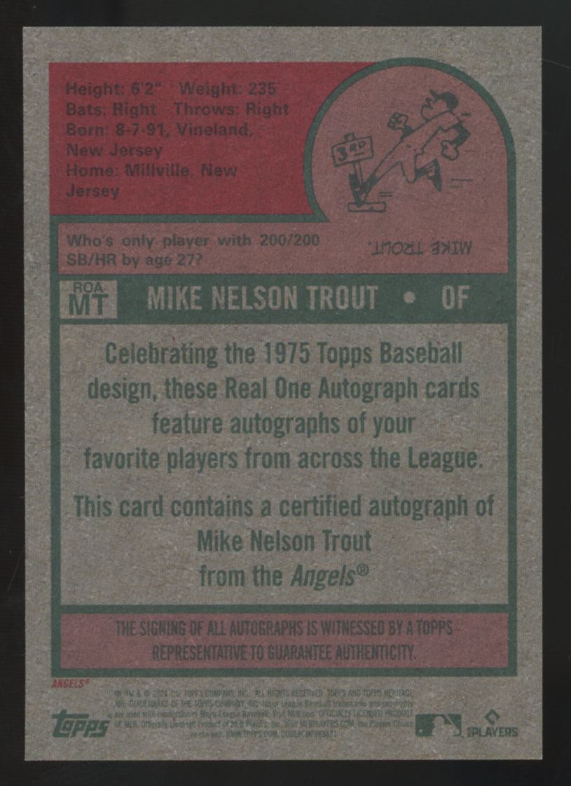 2024 Topps Heritage Mike Trout Red Ink Real One Auto /75 #ROA-MT