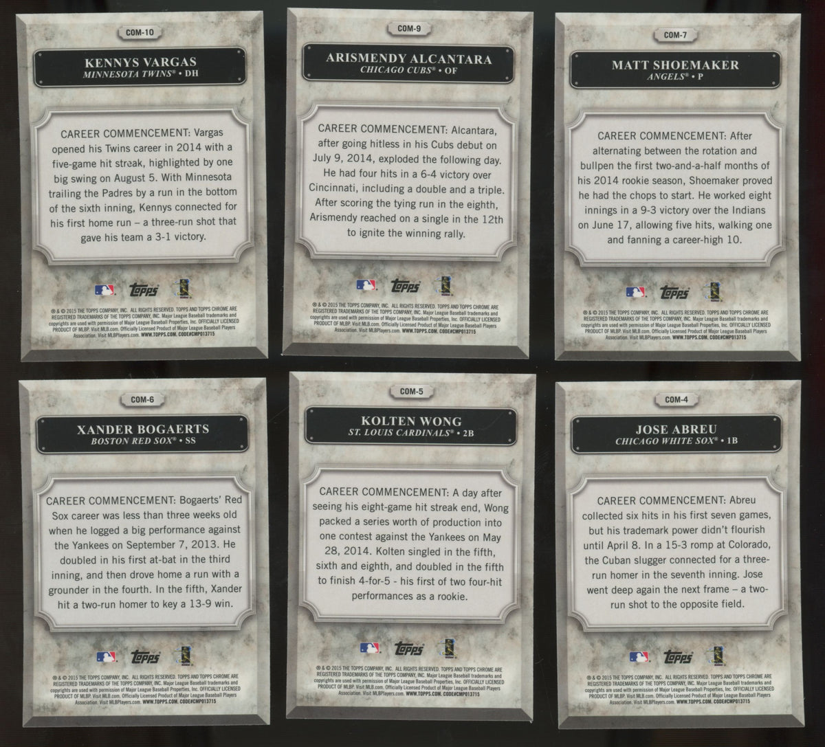 2015 Topps Chrome Commencements Complete Set (20/20)