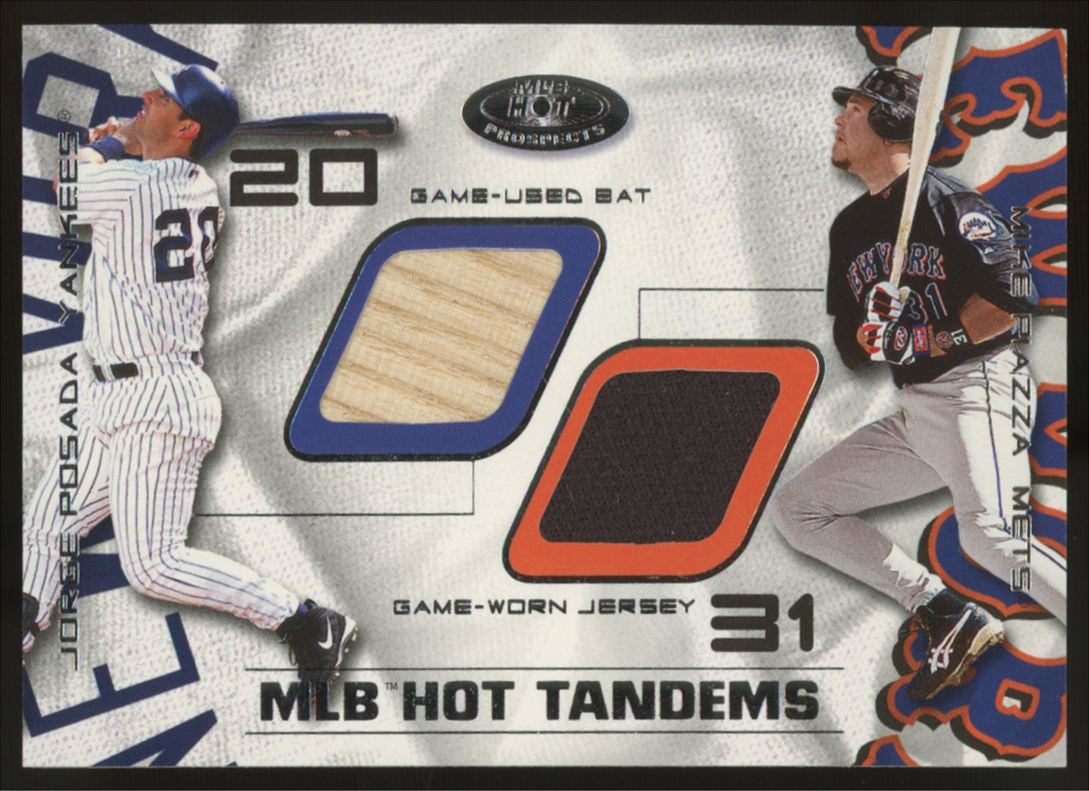 2002 Fleer Mike Piazza Jorge Posada MLB Hot Tandems Dual Patch /100 #JP-MP