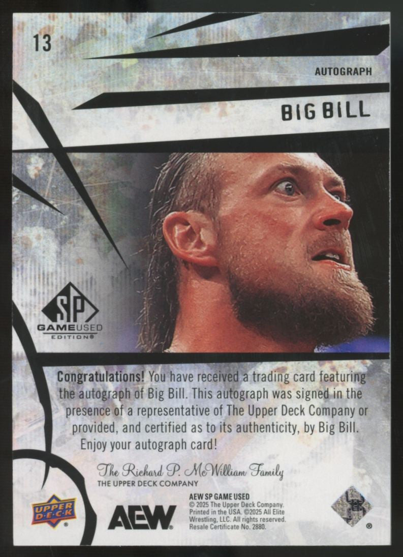 2025 Upper Deck SP Game Used AEW Big Bill Blue Auto #13