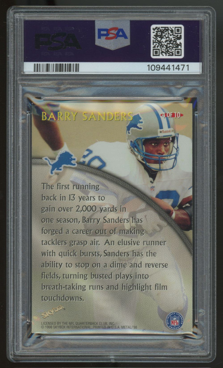 1998 SkyBox Metal Universe Barry Sanders Decided Edge PSA 6