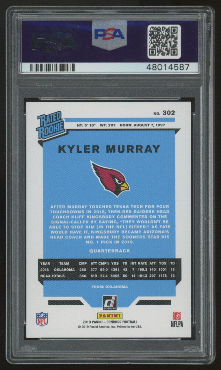 2019 Panini Donruss Kyler Murray Rated Rookie Canvas #302 PSA 10