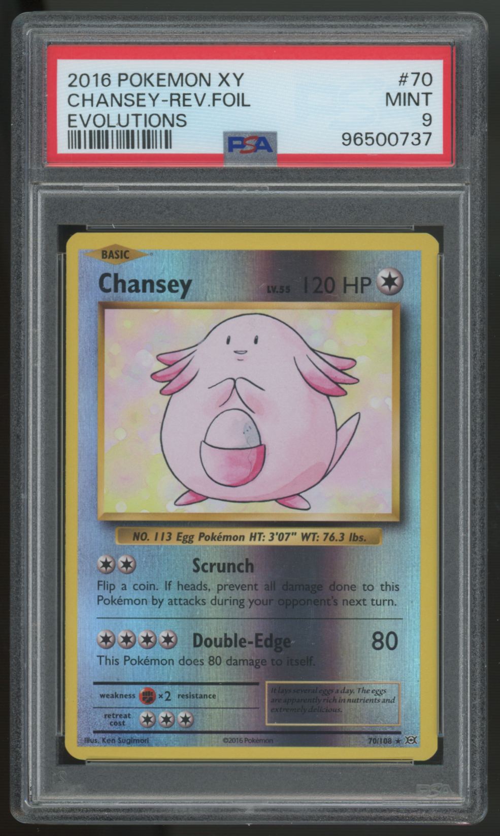 2016 Pokemon Chansey Evolutions Reverse Holo #70 PSA 9