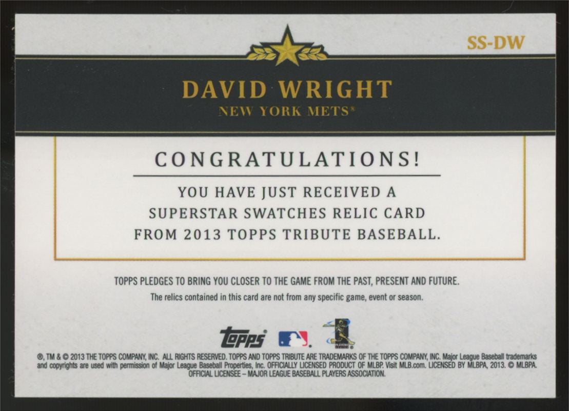2013 Topps Tribute David Wright Orange Superstar Swatches Dual Patch /25 #SS-DW