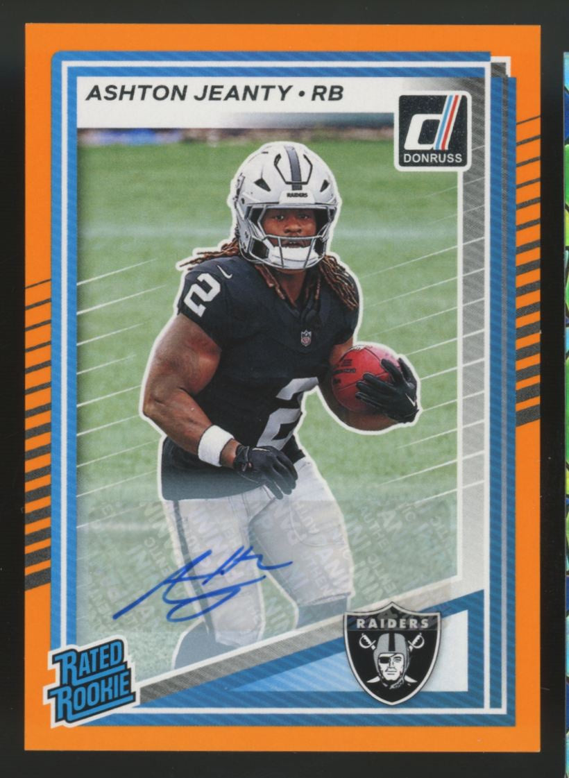2025 Panini Donruss Ashton Jeanty RC Rated Rookie Orange Auto #305
