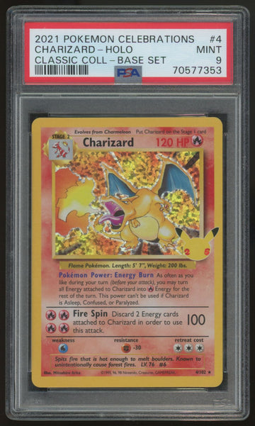 2021 Pokemon Charizard Celebrations Classic Collection Holo #4 PSA 9